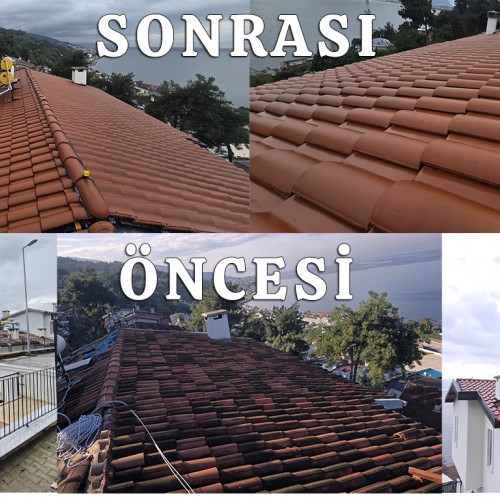 Kurşunlu çamlık villalarında yapmış olduğumuz çatı yenileme greneda kiremit çatı kuru mahya sistemi